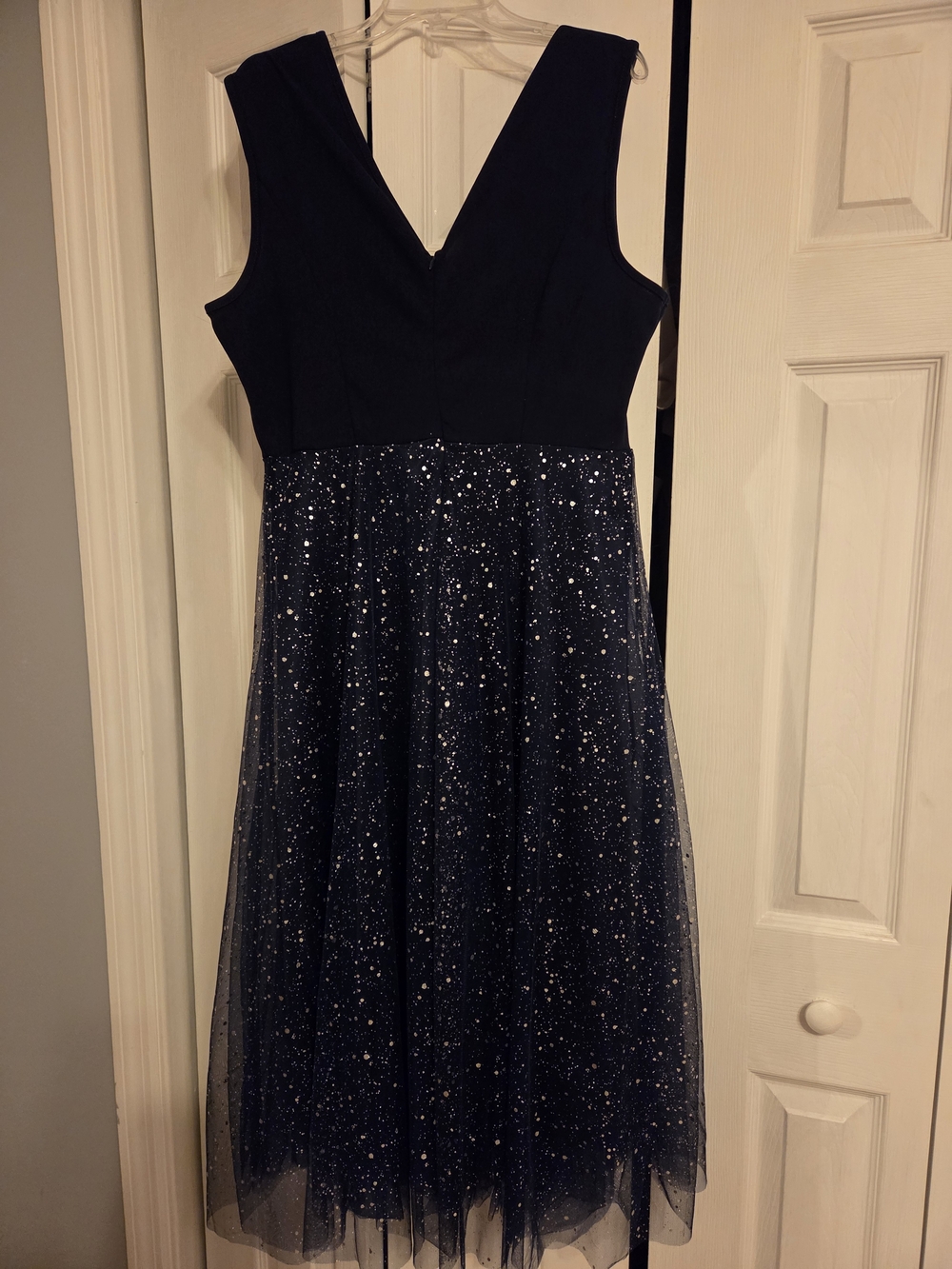 Sparkle Tulle V-Neck Navy Women's Dress